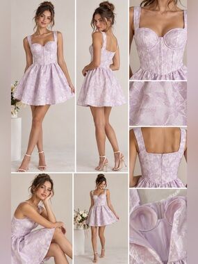 Saint Armont Pink Jacquard Fit & Flare Cocktail Dress NWOT, Size 6/8
